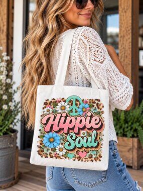 Hippie Soul Flower Canvas Tote Bag Custom Bags